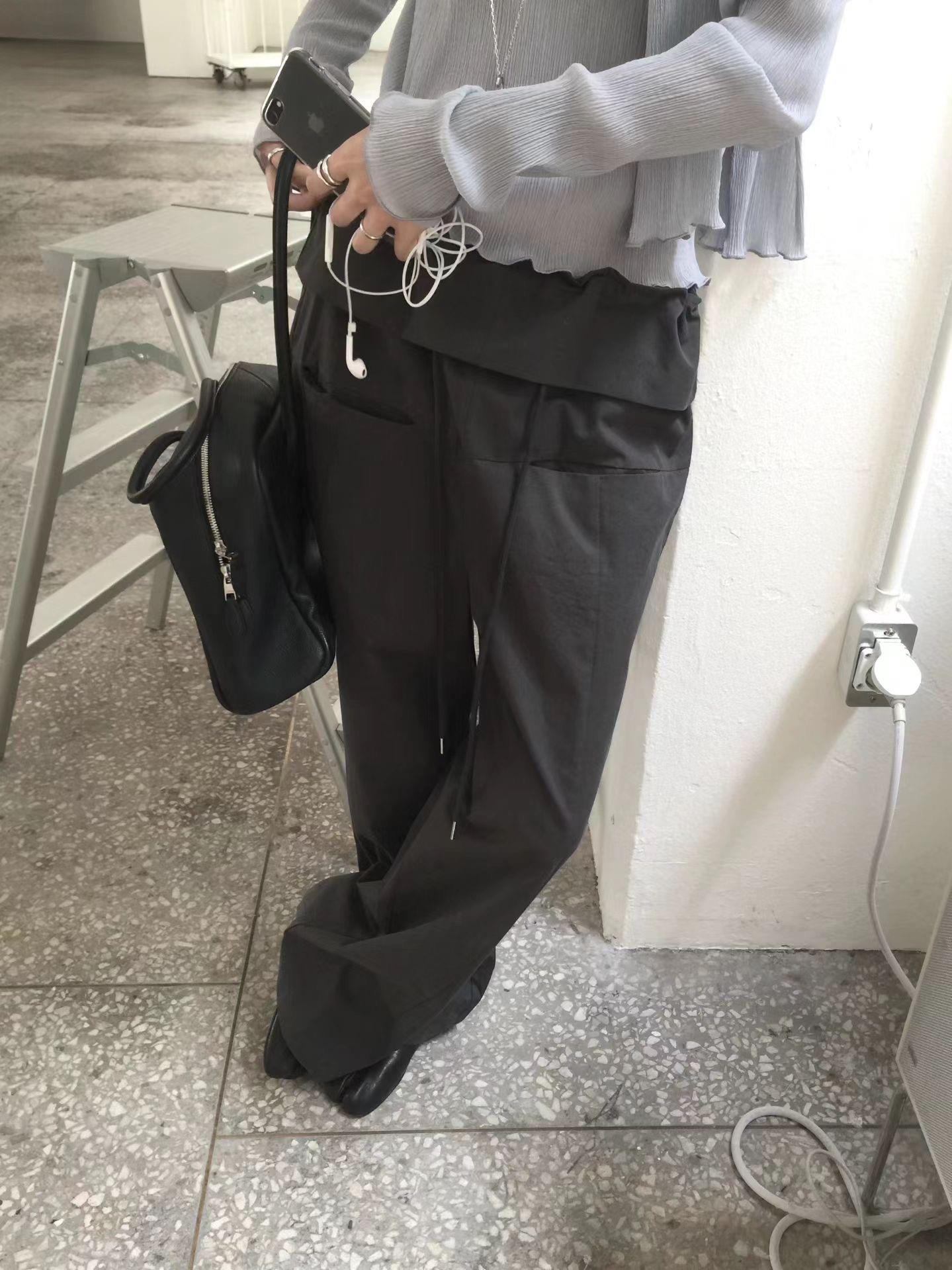 反摺腰頭抽繩工作褲